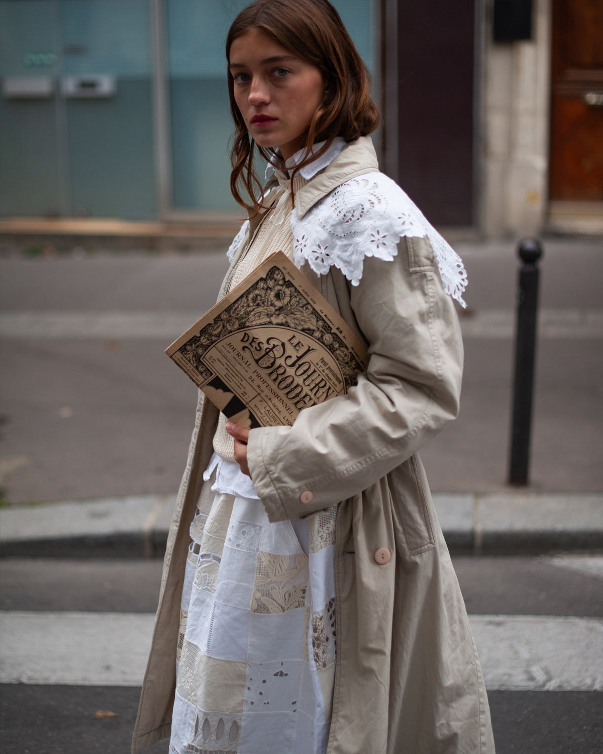 ジャケット・アウター muguet stand collar midi coat ivory muguet