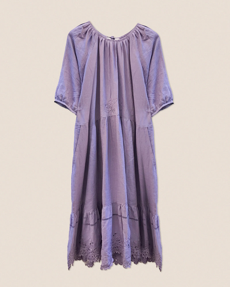 linen dress Paris – Flore Midi french Lilas upcycled Maison with